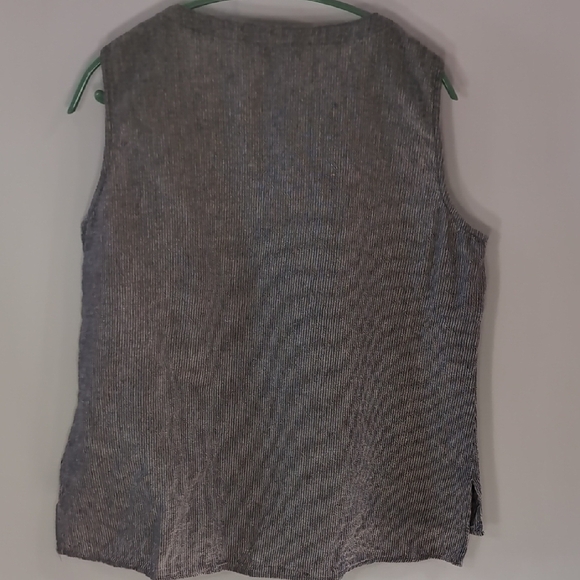 Anne Klein | NWOT Gray Striped Sleeveless Linen Viscose Top Size L - Picture 2 of 8